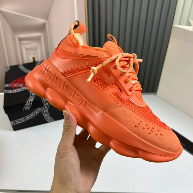 Versace Chain Reaction Monochromatic Orange Chunky Sneakers 4