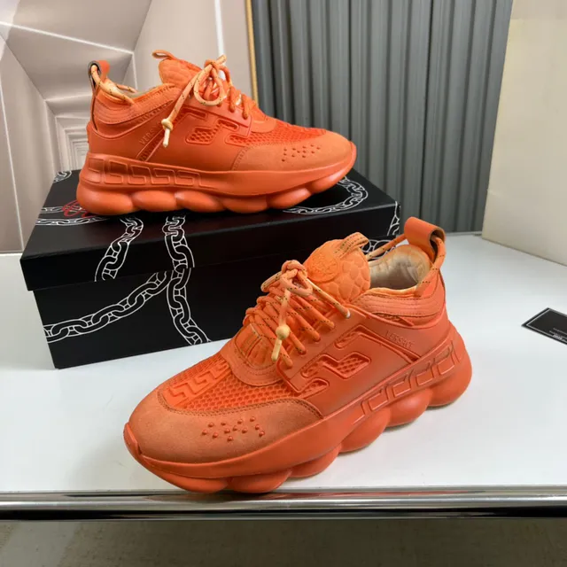 Versace Chain Reaction Monochromatic Orange Chunky Sneakers 7