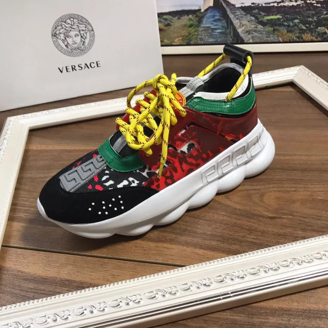 Versace Chain Reaction Multicolor Sculpted Sole Multi-Panel Camo And Greca Print Chunky Sneakers 1