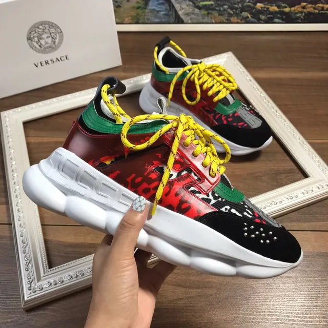 Versace Chain Reaction Multicolor Sculpted Sole Multi-Panel Camo And Greca Print Chunky Sneakers 3