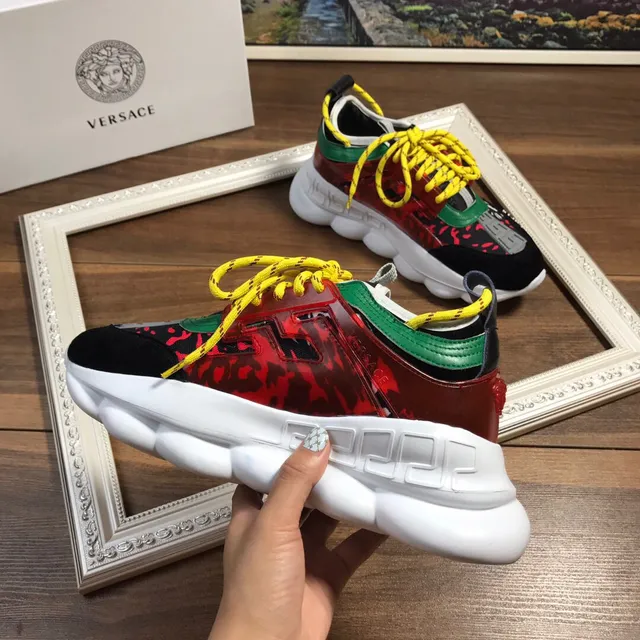 Versace Chain Reaction Multicolor Sculpted Sole Multi-Panel Camo And Greca Print Chunky Sneakers 4