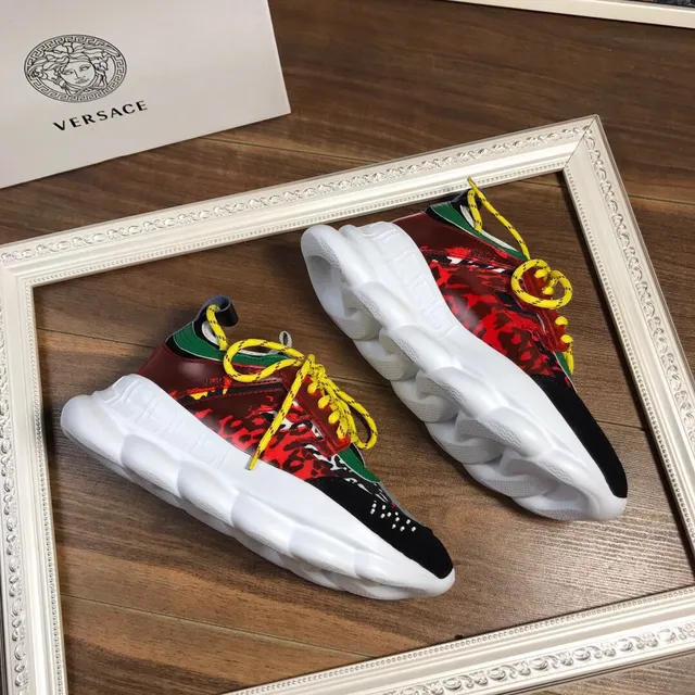 Versace Chain Reaction Multicolor Sculpted Sole Multi-Panel Camo And Greca Print Chunky Sneakers 6