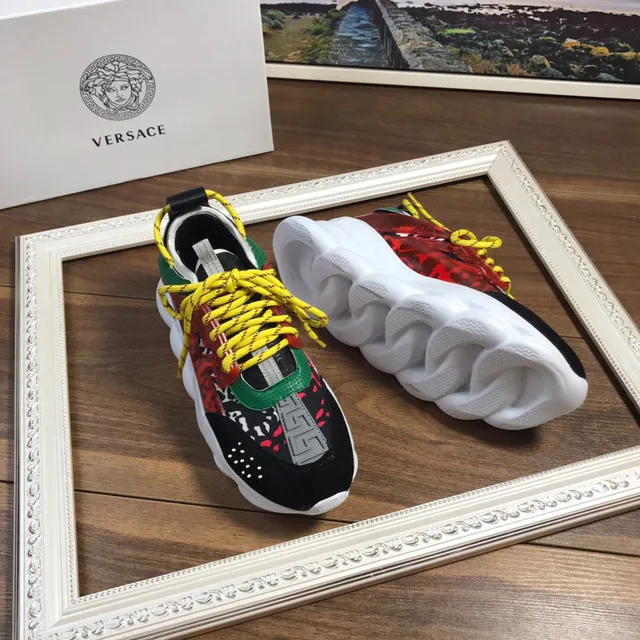 Versace Chain Reaction Multicolor Sculpted Sole Multi-Panel Camo And Greca Print Chunky Sneakers 7
