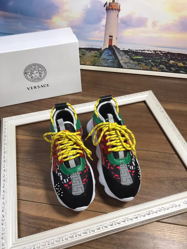 Versace Chain Reaction Multicolor Sculpted Sole Multi-Panel Camo And Greca Print Chunky Sneakers 9
