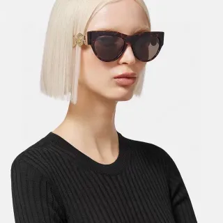 Versace Chain Reaction Tortoiseshell Oversized Cat-Eye Sunglasses