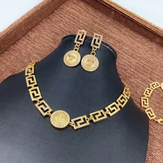 Versace सोने चांदी मेड्यूसा मेडेलियन यूनानी की लिंक्स हार