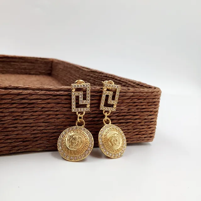 Versace Dourado e Prateado Medusa Medalhão Chave Grega Links Colar 5