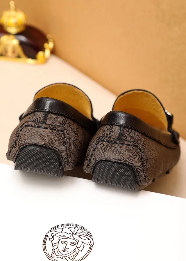 Versace Greca Brown Black Monogram Print Medusa-Buckle Hardware Loafer 3