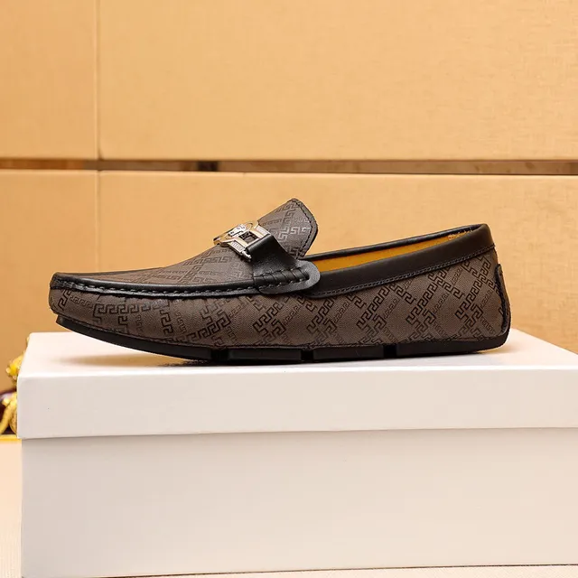 Versace Greca Brown Black Monogram Print Medusa-Buckle Hardware Loafer 4