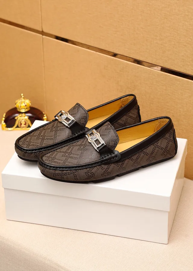 Versace Greca Brown Black Monogram Print Medusa-Buckle Hardware Loafer 5