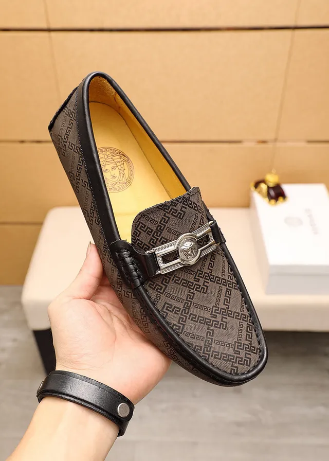 Versace Greca Brown Black Monogram Print Medusa-Buckle Hardware Loafer 8