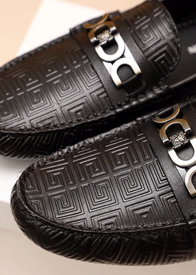 Versace Greca Odissea Black Embossed Loafers 5