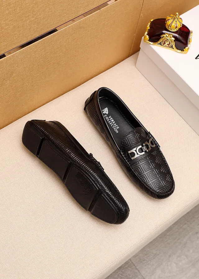 Versace Greca Odissea Black Embossed Loafers 9