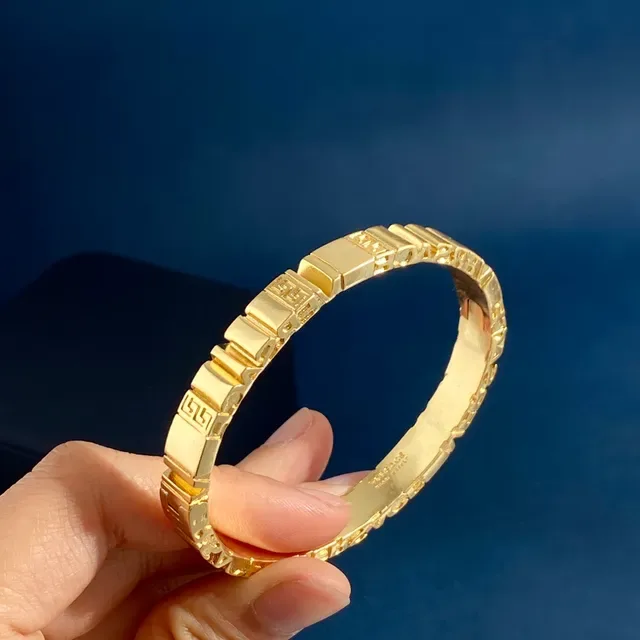 Versace Greca Odissea Bracelet Bangle Doré Gravé Logo 3