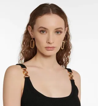 Versace Greca Odissea dourado cabeça Medusa aros ovais brincos 3