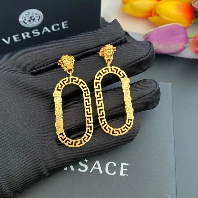 Versace Greca Odissea dourado cabeça Medusa aros ovais brincos 6