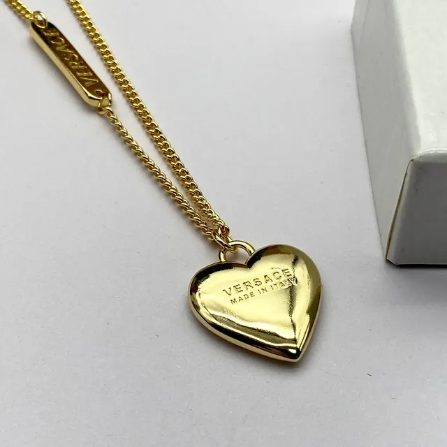 Versace Heart Pendant Gold-Tone Chain Necklace 2