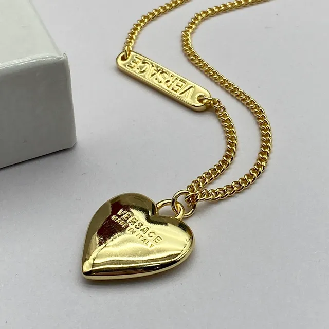 Versace Heart Pendant Gold-Tone Chain Necklace 4