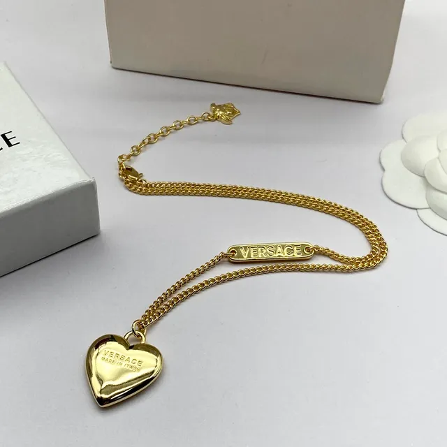 Versace Heart Pendant Gold-Tone Chain Necklace 5