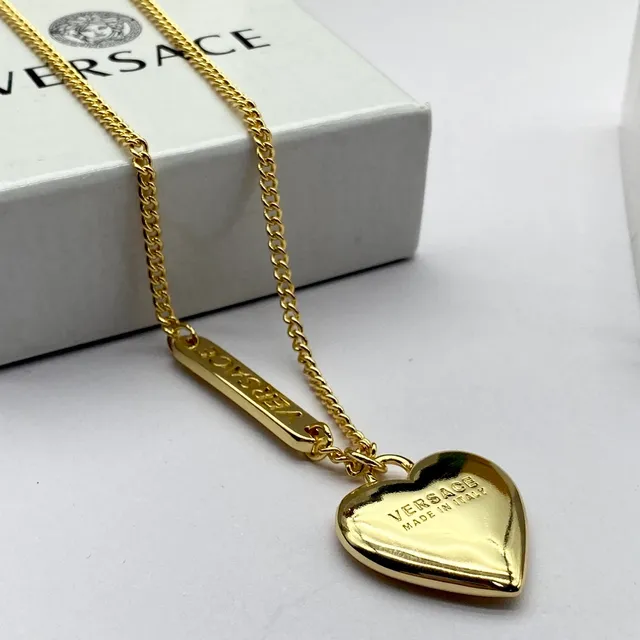 Versace Heart Pendant Gold-Tone Chain Necklace 6