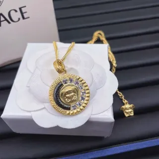 Versace Medusa Colgante de Moneda Oro Negro Esmalte Cristal