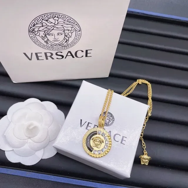 Versace Méduse Pendentif Monnaie Or Noir Émail Cristal 4