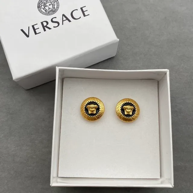 Versace Medusa Boucles d'Oreilles à Tige Doré Noir Émaillé 3