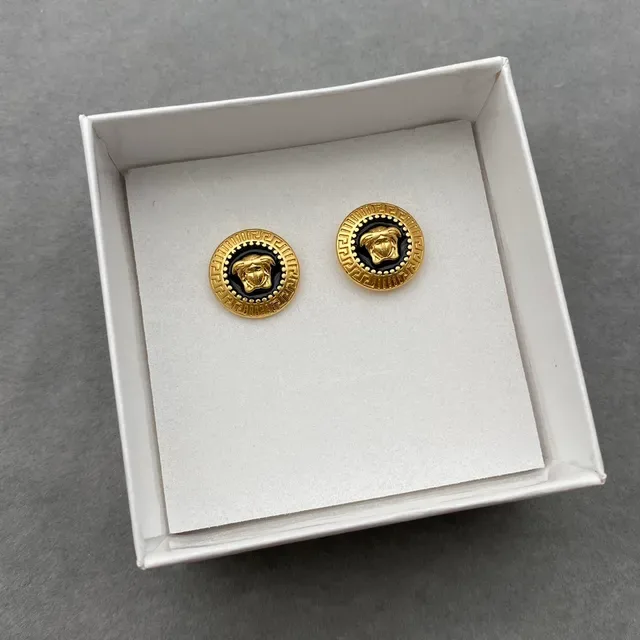 Versace Medusa Boucles d'Oreilles à Tige Doré Noir Émaillé 4