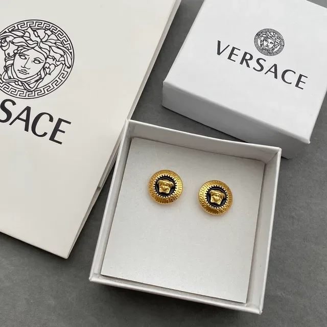 Versace Medusa Boucles d'Oreilles à Tige Doré Noir Émaillé 5