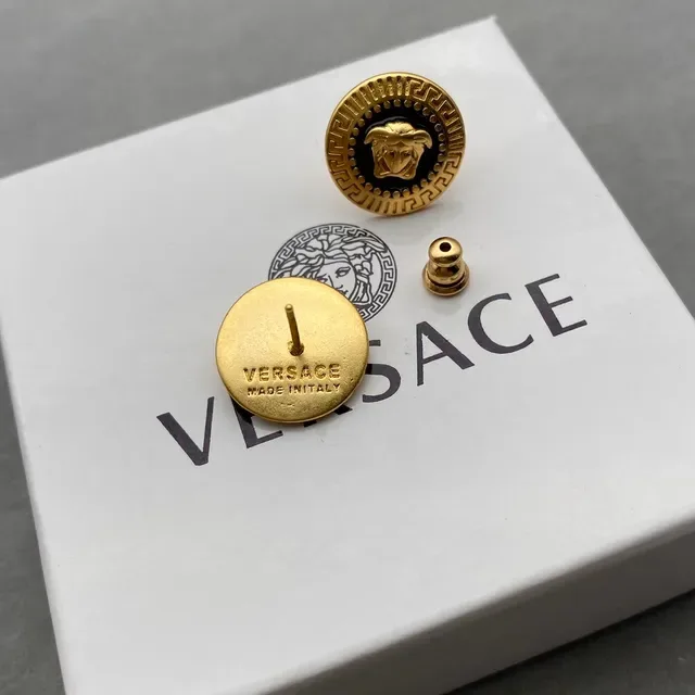 Versace Medusa Boucles d'Oreilles à Tige Doré Noir Émaillé 6