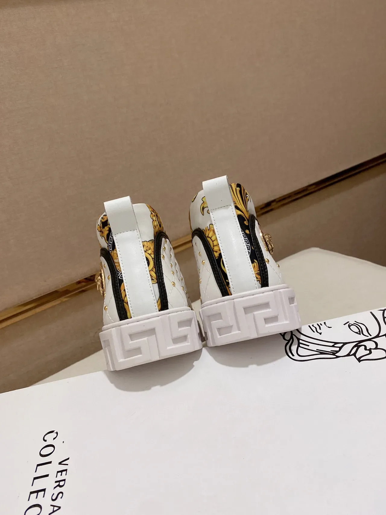 Versace Odissea White Gold Baroque Print High-Top Lifestyle Sneaker 3