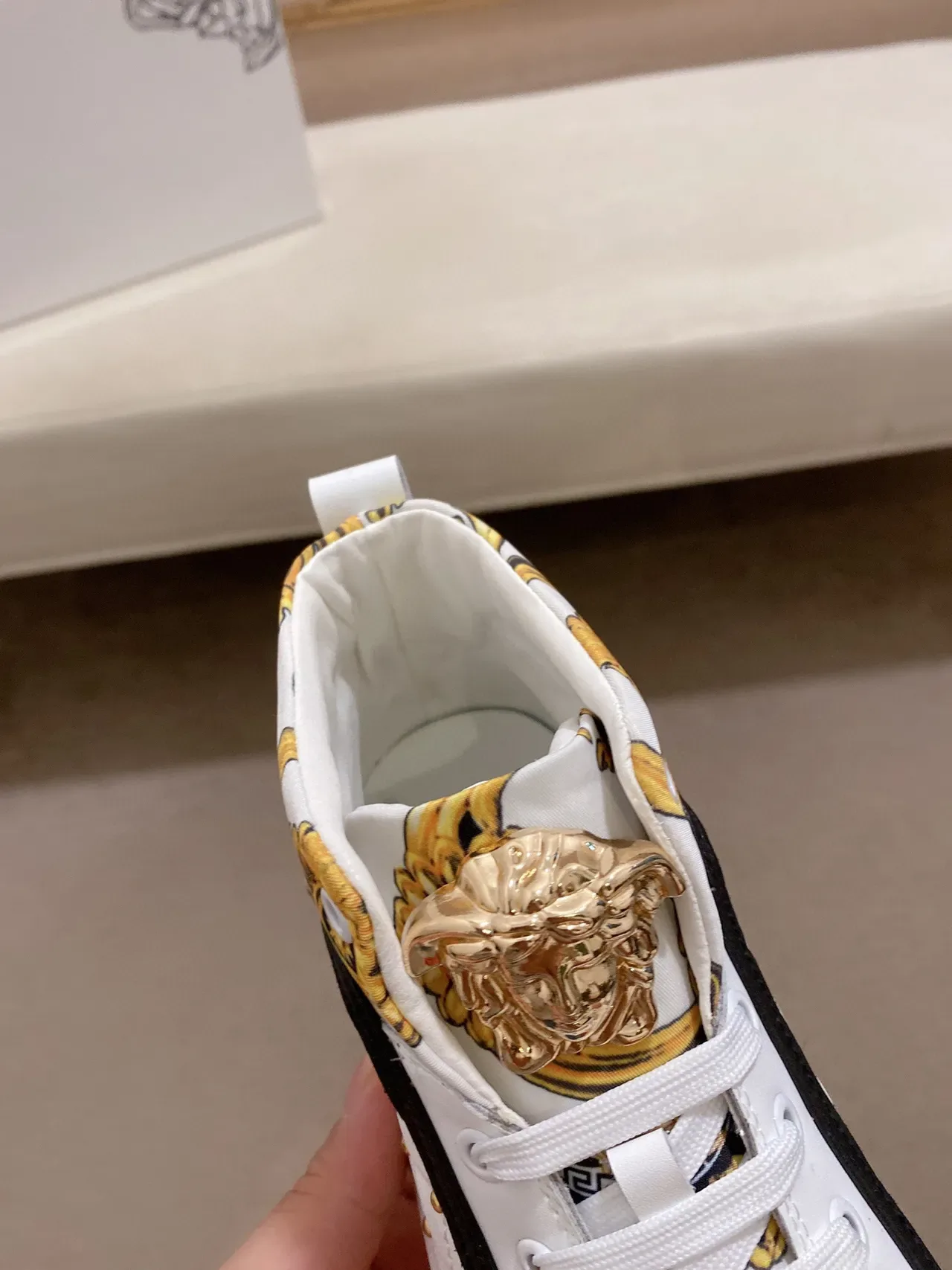 Versace Odissea White Gold Baroque Print High-Top Lifestyle Sneaker 5