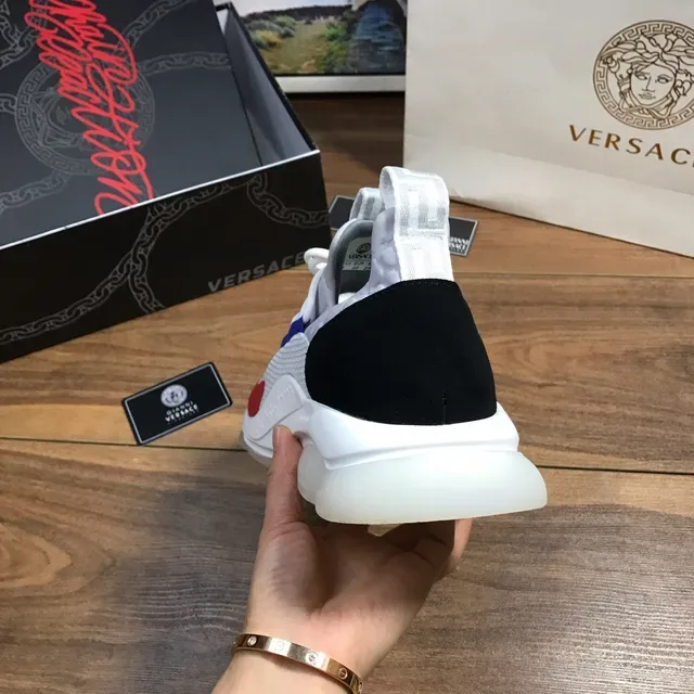 Versace White Red Chunky Platform Sole Mesh Upper Lifestyle Sneakers 4