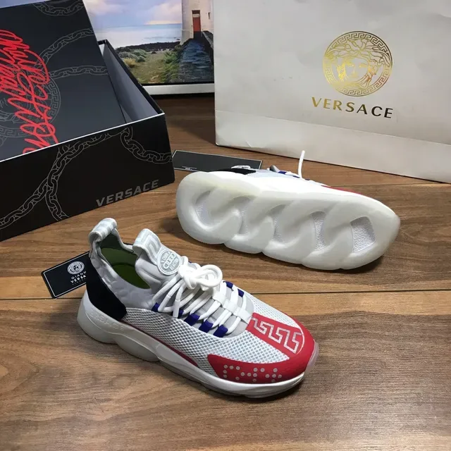 Versace White Red Chunky Platform Sole Mesh Upper Lifestyle Sneakers 7