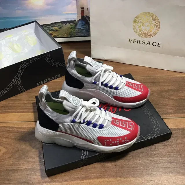 Versace White Red Chunky Platform Sole Mesh Upper Lifestyle Sneakers 8