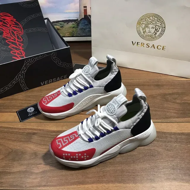 Versace White Red Chunky Platform Sole Mesh Upper Lifestyle Sneakers 9