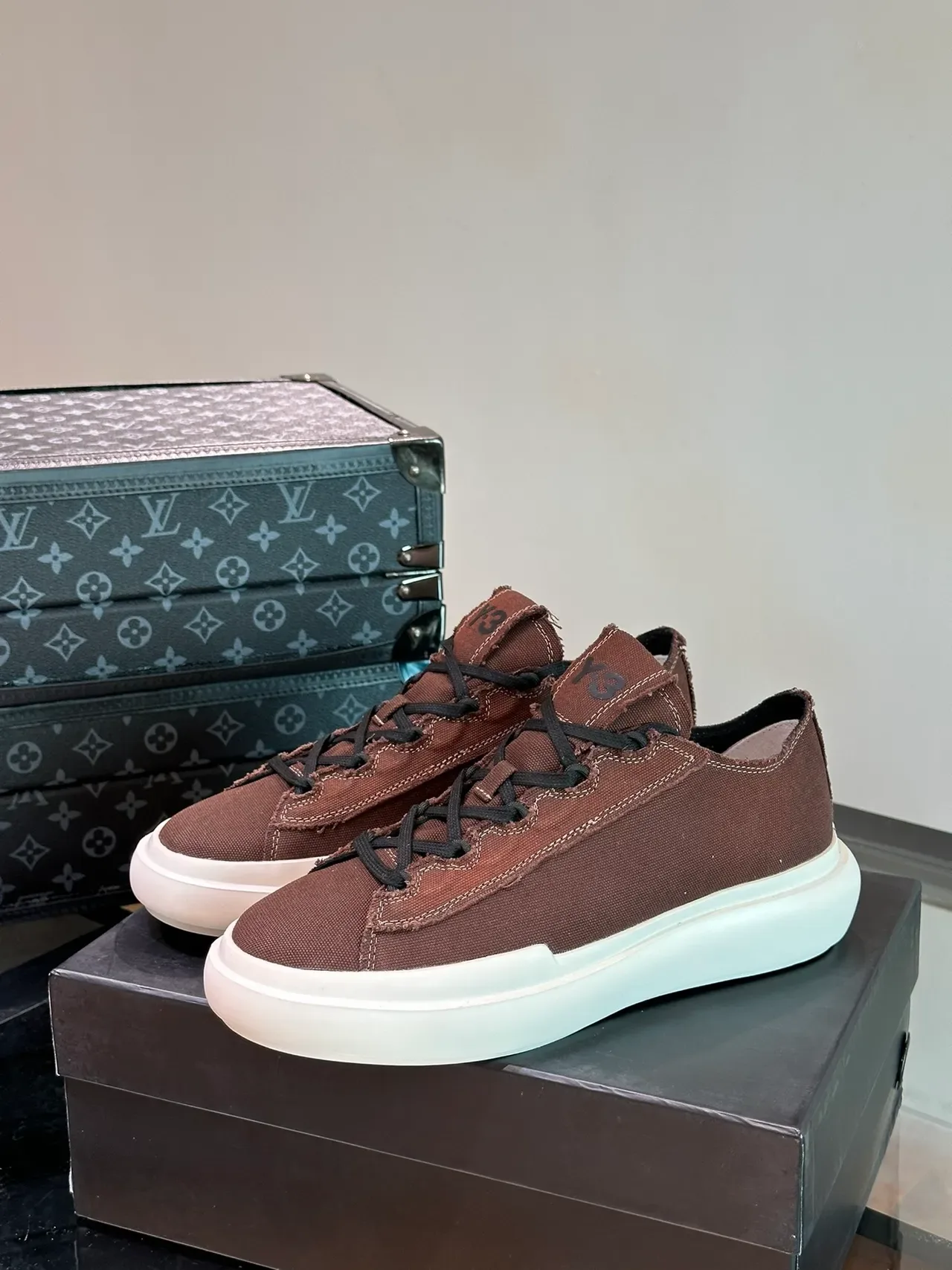 Y-3 Brown Canvas Lifestyle Sneakers 2