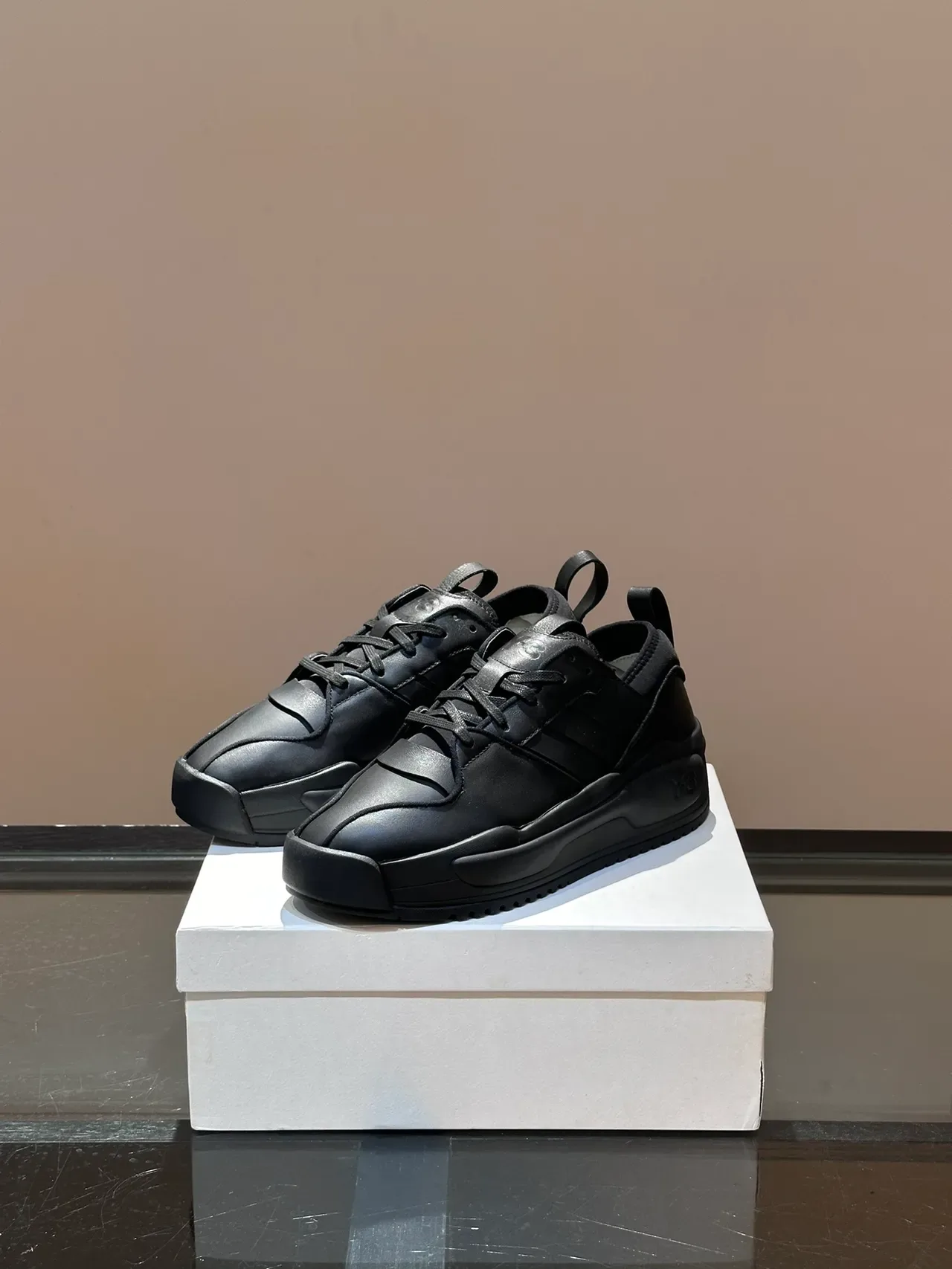 Y-3 Kaiwa Black Monochrome Deconstructed Upper Chunky Sneakers 5