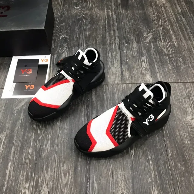 Y-3 Qasa Black Red Knit Upper Midfoot Strap Lifestyle Sneakers 2