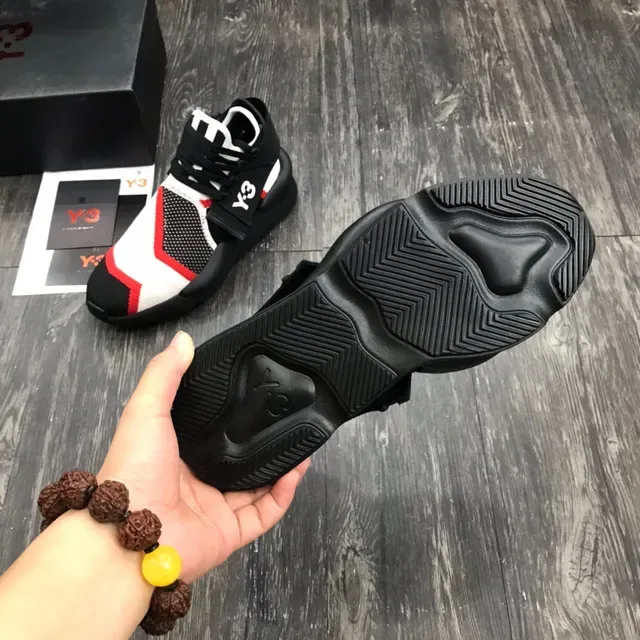 Y-3 Qasa Black Red Knit Upper Midfoot Strap Lifestyle Sneakers 3