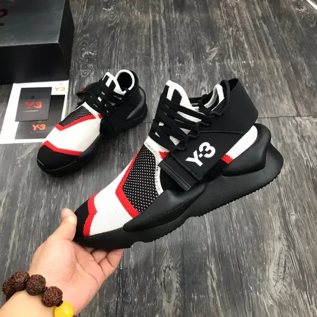 Y-3 Qasa Black Red Knit Upper Midfoot Strap Lifestyle Sneakers 5