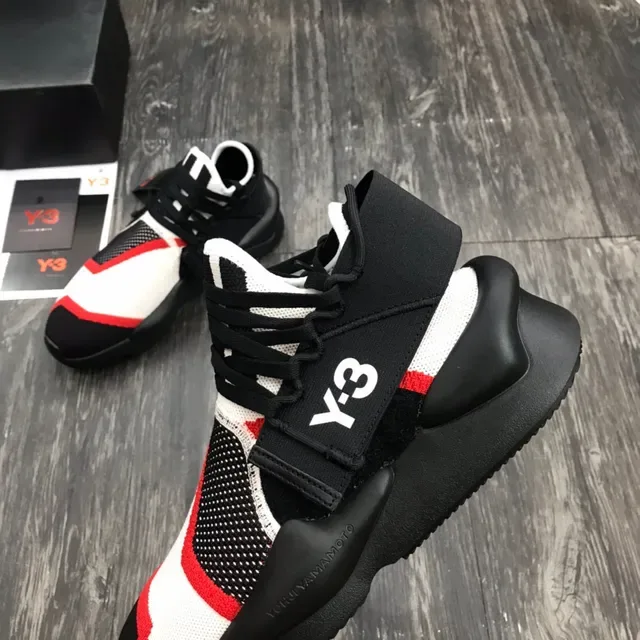 Y-3 Qasa Black Red Knit Upper Midfoot Strap Lifestyle Sneakers 6