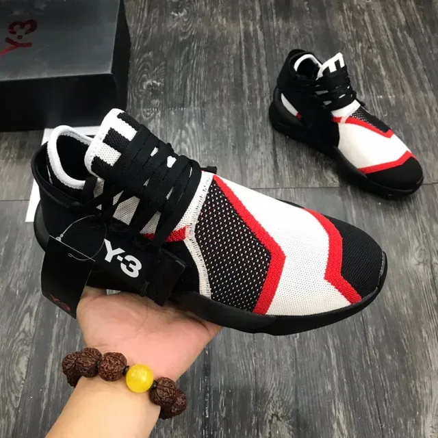 Y-3 Qasa Black Red Knit Upper Midfoot Strap Lifestyle Sneakers 8