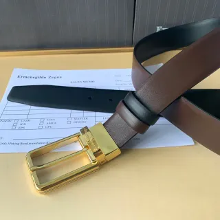 Ermenegildo Zegna 棕黑可翻转双色皮带