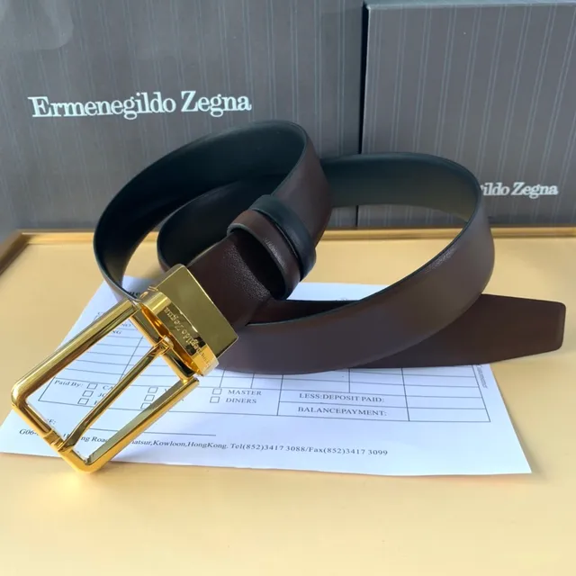 Ermenegildo Zegna Ceinture en cuir bicolore réversible marron noir 3