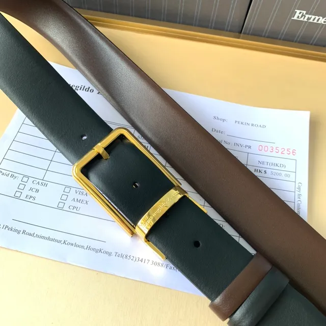Ermenegildo Zegna Ceinture en cuir bicolore réversible marron noir 4
