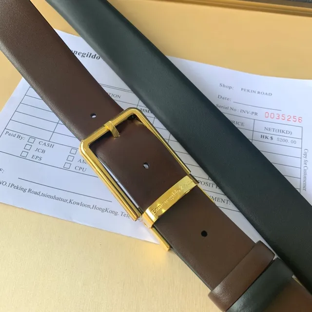 Ermenegildo Zegna Ceinture en cuir bicolore réversible marron noir 5