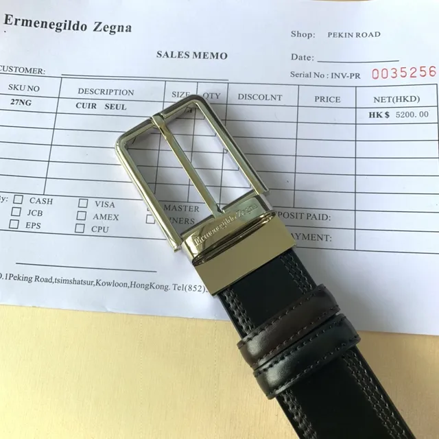 Zegna أسود فضي جلد كامل الحبوب مخيط بالخيط المزدوج حافظ حزام جلد 2