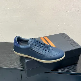 Zegna 海军皮革休闲鞋