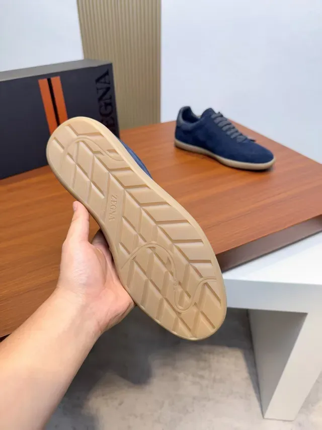 Zegna Sneakers Navy Suede Low-Top Lifestyle 2